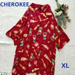 【美品】CHEROKEE ▪赤　可愛い総柄アロハシャツ　　XL