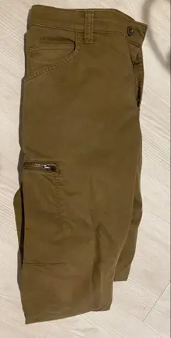 作業着カーキ チノパン ジッパーポケット付き