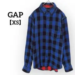 GAP メンズネルシャツ ブロックチェック ブルー ブラック レッド XS
