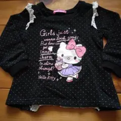 100㎝　Hello Kitty トップス 黒ドット