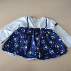 futafuta 90cm フラワープリント トップス チュニック レイヤード
