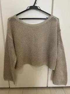mystic メッシュショートニット ベージュ