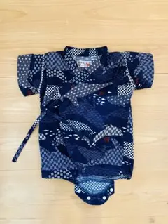 甚平　ロンパース　男の子　70cm くじら柄　ネイビー