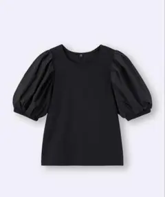 GU ボリュームスリーブT 黒 パフスリーブ トップス M