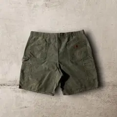 US古着カーハートCarharttダック地ペインターカーゴショーツ希少モスW40
