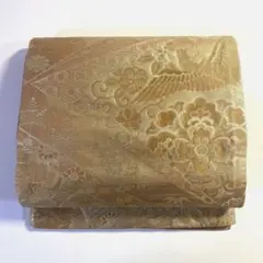 2m1887 袋帯 絹 金色 鳳凰 花柄 和装 着物