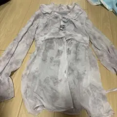 フリルリボン付きグレーシャツ 清楚服