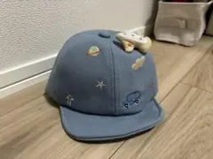 青い刺繍キャップ 宇宙・飛行機デザイン