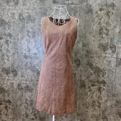 ✨UTILE✨ユティル♡タイトワンピース♡ノースリーブ♡麻入り♡総柄♡茶