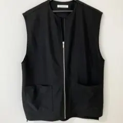 【黒ベスト】ジレ　モノトーン　ブラック