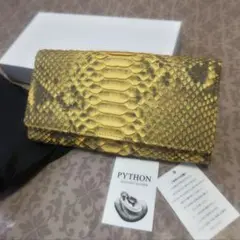 【新品】ダイヤモンドパイソン長財布 かぶせタイプ ヘビ革 蛇革 サン