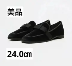 【美品】Emma Francis スクエアトゥ リボン フラット ローファー