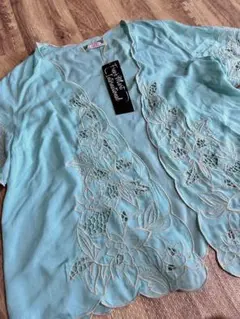新品タグ付！フリーズマート　グリーン花刺繍ボレロ　エスニックレトロ古着好き