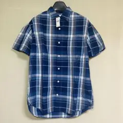 新品　GAP ギャップ　チェック柄シャツ　半袖　青　Mサイズ