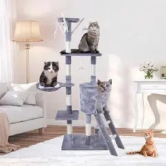 ⭐️特大SALE⭐️写真映 お洒落 キャットタワー ハンモック 爪研ぎ 運動不足