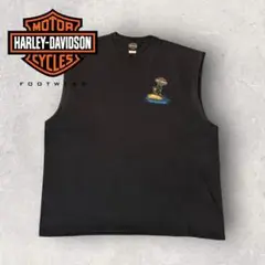 【ハーレーダビッドソン】タンクトップ　ノースリーブ　3XL 黒　アニマル　a