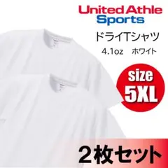 【2枚セット】 4.1oz ドライ 半袖 Tシャツ ホワイト 白 5XL 新品