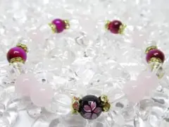 ★【桜柄ブレスレット】玉経8mm16cm 天然石ブレスレット パワーストーン