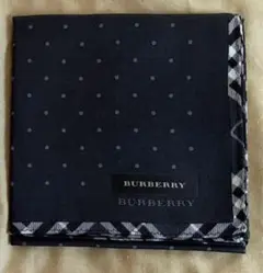 BURBERRY ネイビー ドット柄 ハンカチ