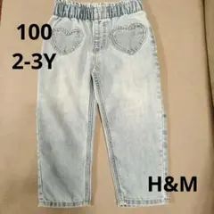 H&M ハートポケットデニムパンツ 100 2-3Y