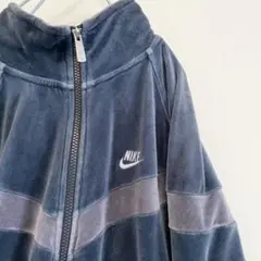 ナイキ NIKE トラックジャケット ネイビー グレー ベロア ジャージ 古着