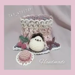 品番:B83 ♡シマエナガ♡切り株♡癒しのあみぐるみ♡