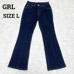 GRLグレイル♦︎極美品　ピンタックフレアデニムパンツ　インディゴ　L