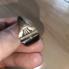 シルバー スクエアカット 黒石 リング