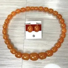琥珀ネックレス　イヤリング