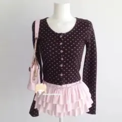 palesop ペールソープ ベベ ドット カーディガン 水玉 チョコ ピンク