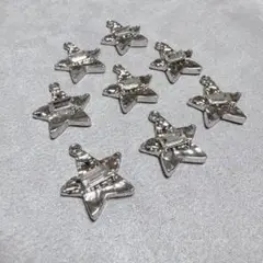 【ハンドメイド資材】星型メタルチャーム 8個セット シルバー