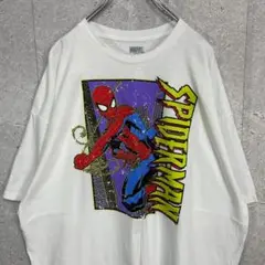 マーベル　スパイダーマン　ムービー　アニメ　プリント　ホワイトTシャツ2XL