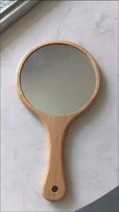 木製 手持ち鏡 丸型