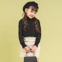 URBAN CHERRY♪美品◎黒 レース 長袖 ハイネック トップス120
