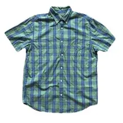 【美中古】NAUTICA 半袖 ボタンダウン チェックシャツ Lサイズ