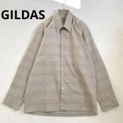 p24【GILDAS】チェック長袖シャツ　ベージュ　シック