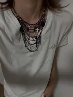 平成 お兄系 y2k ラメ Vネック Tシャツ