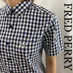 ☆希少☆ FRED PERRYフレッドペリー チェック柄切替 ワンポイント刺繍