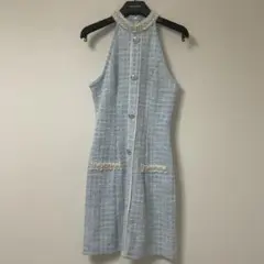 SHEIN ツイードチェック柄　ホルターネックワンピース