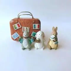 ミニチュア うさぎオブジェ ブリキトランク インテリア ナチュラルキッチン