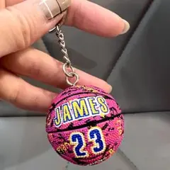 バスケットボールキーホルダー 卒団 記念品ネームタグ作成可能！23.JAMES