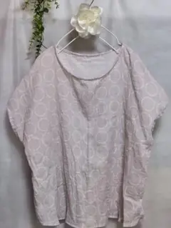ハンドメイド　サークル柄のダブルガーゼ　プルオーバー　軽い　涼しい　フリーサイズ