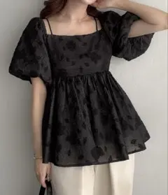 2wayオフショルジャガードペプラムトップス