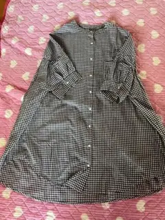チェック柄 半袖チュニック　シャツブラウス　羽織り　ゆったり　サイズM 新品