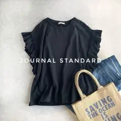 ジャーナルスタンダード クリアコットンフリルTee ブラック 半袖