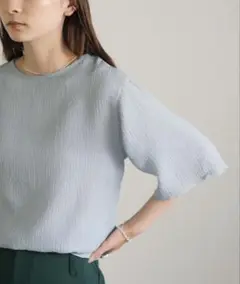 楊柳シフォンハーフスリーブブラウス