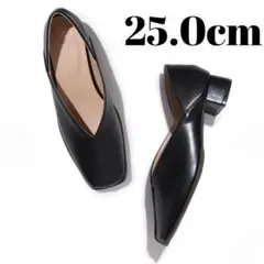 ROPÉ PICNIC　スクエアトゥセンターシーム　バブーシュ　黒　25.0cm