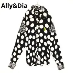 ALLY&DIA 長袖シャツ 黒×白水玉 ペイズリー柄 メンズ 刺繍