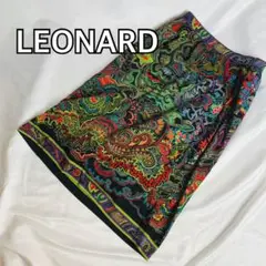 LEONARD レオナール スカート M相当 シルク混 総柄 派手 アート柄