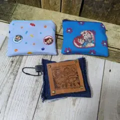 アン&アンデイ☆ミニポーチ２個☆リメイクデニムぷっくりチャーム付き